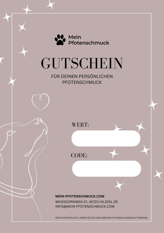 Mein Pfotenschmuck Geschenk Gutschein