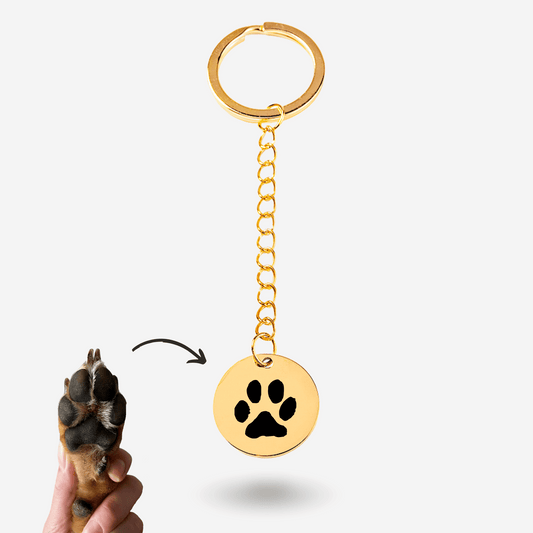 schluesselanhaenger mit echtem pfotenabdruck